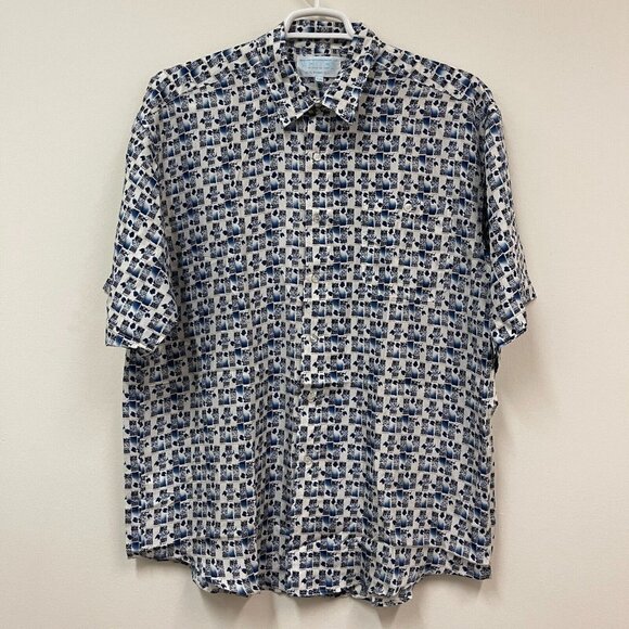Whitby Mens Printed Washed Silk Hawaiian Shirt XXL Black Short Sleeve Button New - Picture 1 of 6